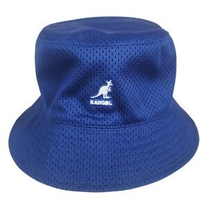 Kangol‎ Bucket Hat Mesh Blue Vented Jersey Knit Lightweight Face Mask Included